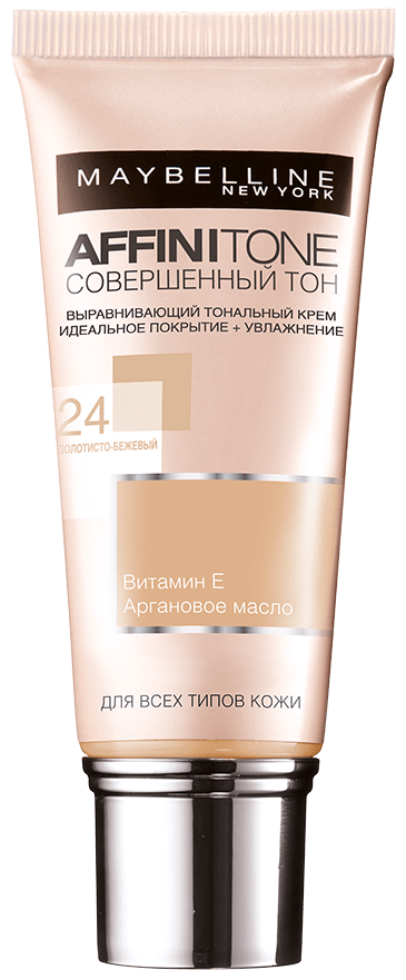 Тональный крем для лица Maybelline New York Affinitone Совершенный тон № 24 золотисто-бежевый, 30 мл