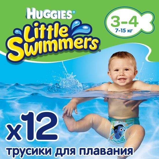 Huggies трусики для плавания Little Swimmers 7-15кг, 12шт