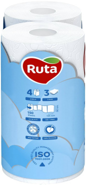 Туалетний папір Ruta Pure White Біла 150 відривів 3 шари 4 рулони фото 2