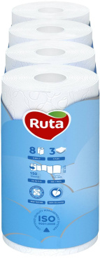 Туалетний папір Ruta Pure White Біла 150 відривів 3 шари 8 рулонів фото 2
