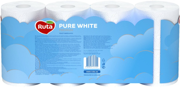 Туалетний папір Ruta Pure White Біла 150 відривів 3 шари 8 рулонів фото 1