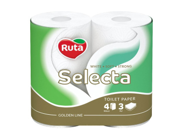 Туалетная бумага Рута Selecta 3 слоя, 4 шт