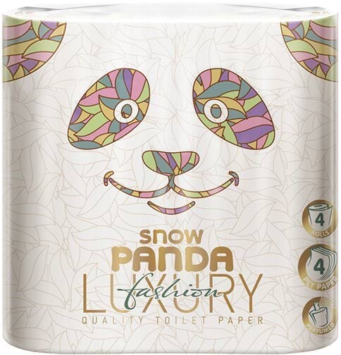 Туалетная бумага Снежная панда Luxury Фешн 152 отрыва 4 слоя 4 рулона