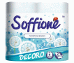 Туалетний папір Soffione Decoro 2 шари білий/блакитний, 4 рулони