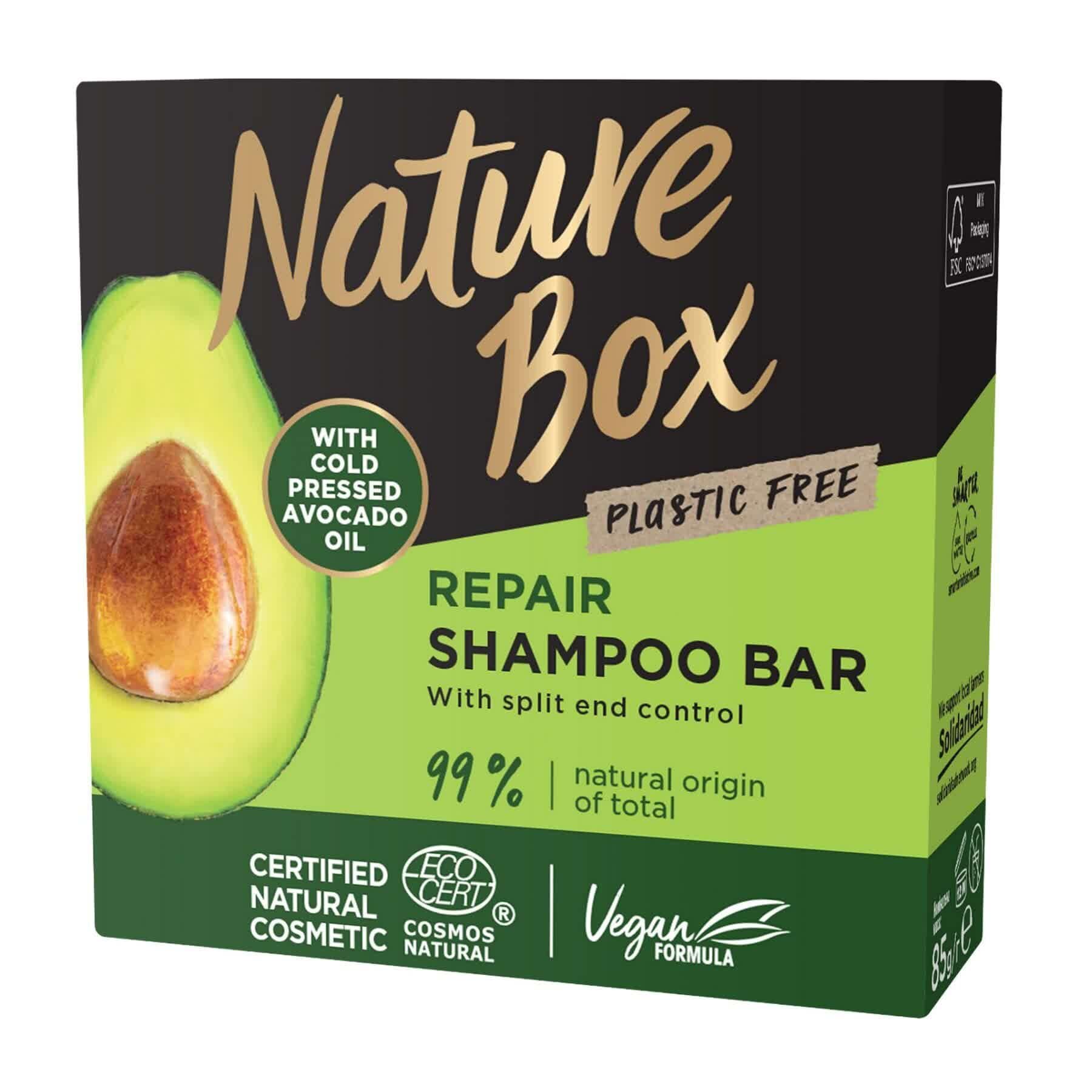 Твердий шампунь Nature Box для відновлення волосся з олією авокадо холодного віджиму 85 г