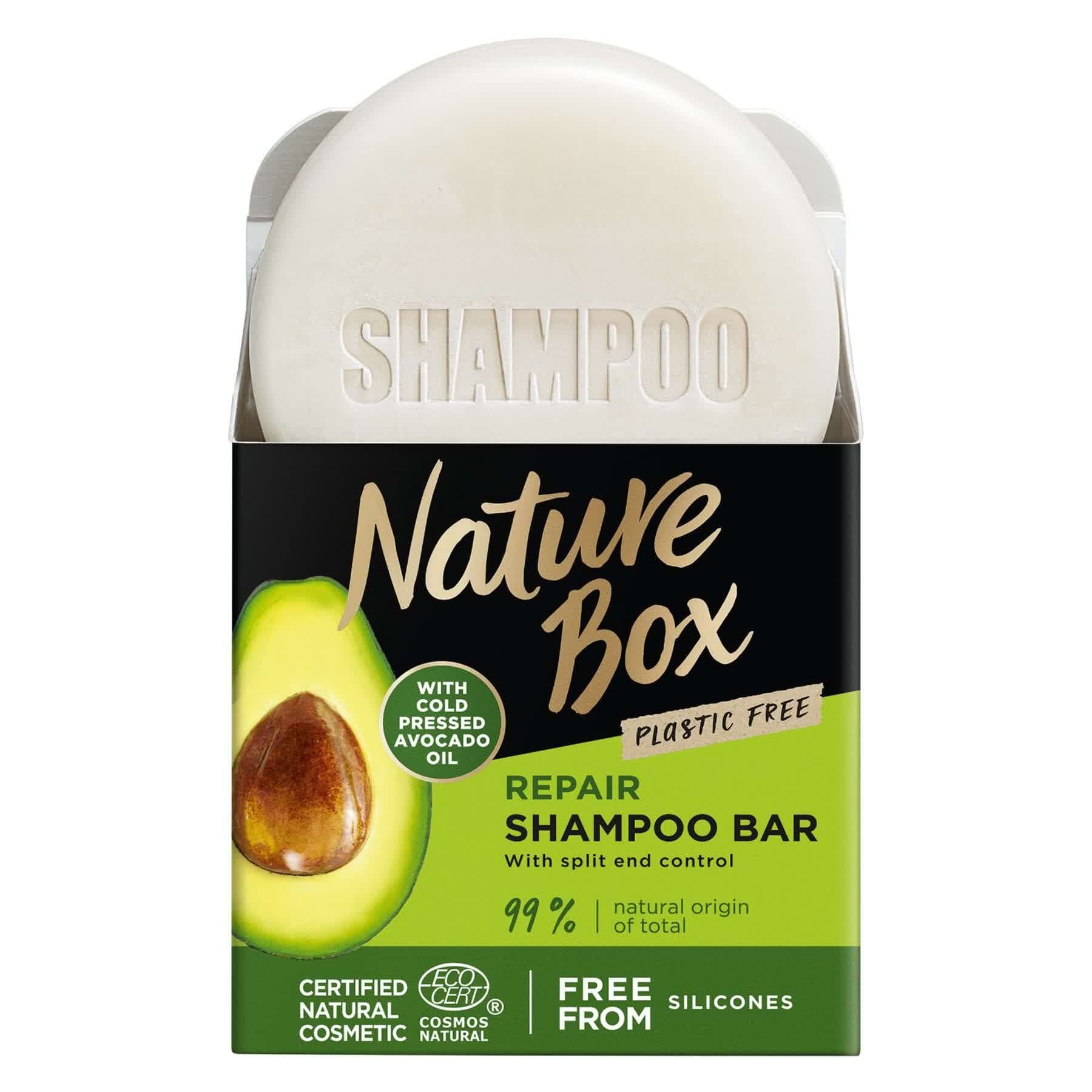 Твердый шампунь Nature Box для восстановления волос с маслом авокадо холодного отжима 85 г