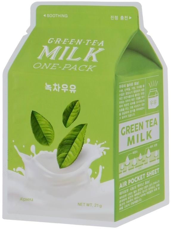 Маска тканевая для лица A'pieu Milk One-Pack с экстрактом зеленого чая 21 г