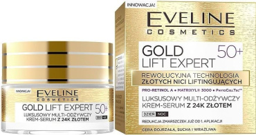 Мультипитательный крем-сыворотка Eveline Gold Lift Expert 50+ 50 мл фото 1
