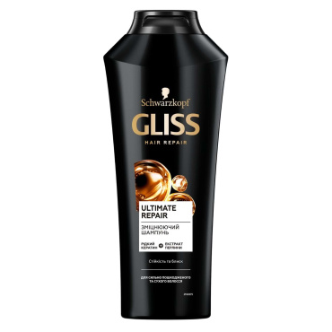 Укрепляющий шампунь GLISS Ultimate Repair для сильно поврежденных и сухих волос, 400 мл.