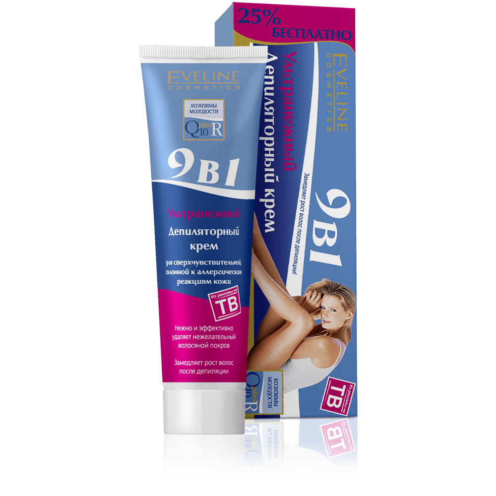 Крем депіляторний Eveline R+Q10, 9 в 1 ультраніжний