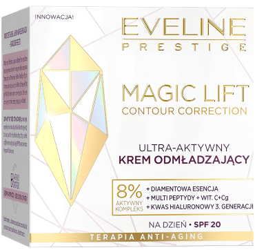 Крем для обличчя Eveline Prestige Magic Lift для моделювання овалу обличчя щоденний SPF 20, 50 мл фото 1