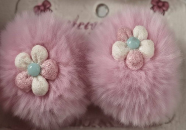 Затиски для волосся Violetta дитячі з пухнастим декором у вигляді квітів 2 шт