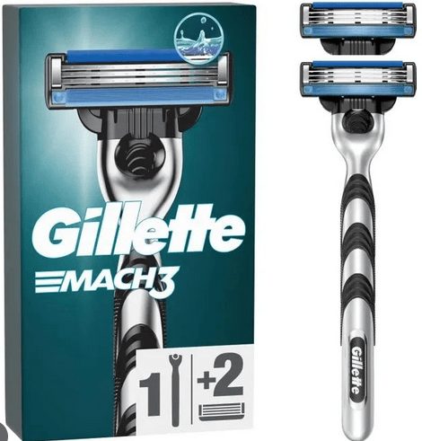 Станок для гоління чоловічий (бритва) Gillette Mach3 з 2 змінними картриджами, 1 шт
