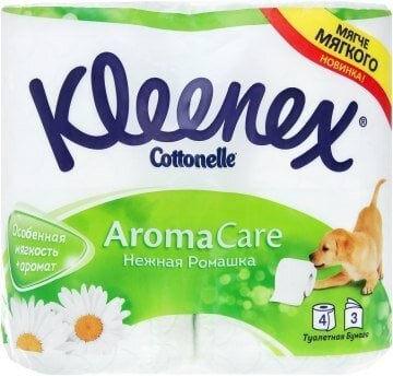 Упаковка туалетного паперу Kleenex Cottonelle Aroma Care Ромашка 3 шари 4 рулони 