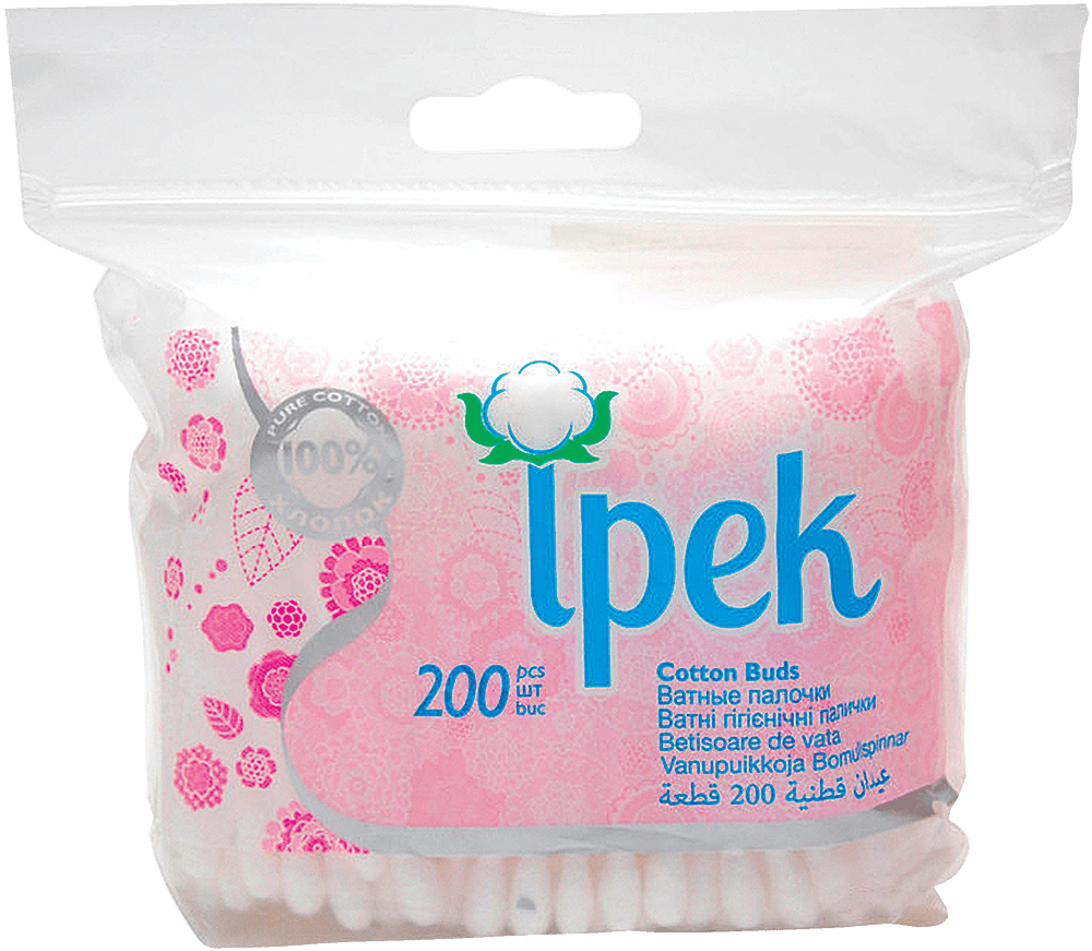 Ватні палички IPEK у поліетиленовому пакеті, 200 шт