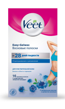 Восковые полоски Veet Easy-Gelwax для чувствительной кожи (линия бикини и область подмышками) 16 шт фото 6