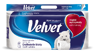 Туалетная бумага Velvet 3-слойный белый, 153 отрыва, 8 шт