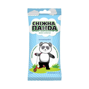 Влажные салфетки для рук Снежная Панда Антимикробные Kids 15 шт