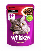 Вологий корм для котів Whiskas з яловичиною в соусі 100 г