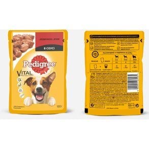 Вологий корм Pedigree для дорослих собак яловичини з ягням 100г