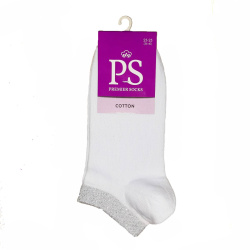 Женские носки Premier Socks короткие 14В35/3L хлопок+борт с люрексом белый р.23-25