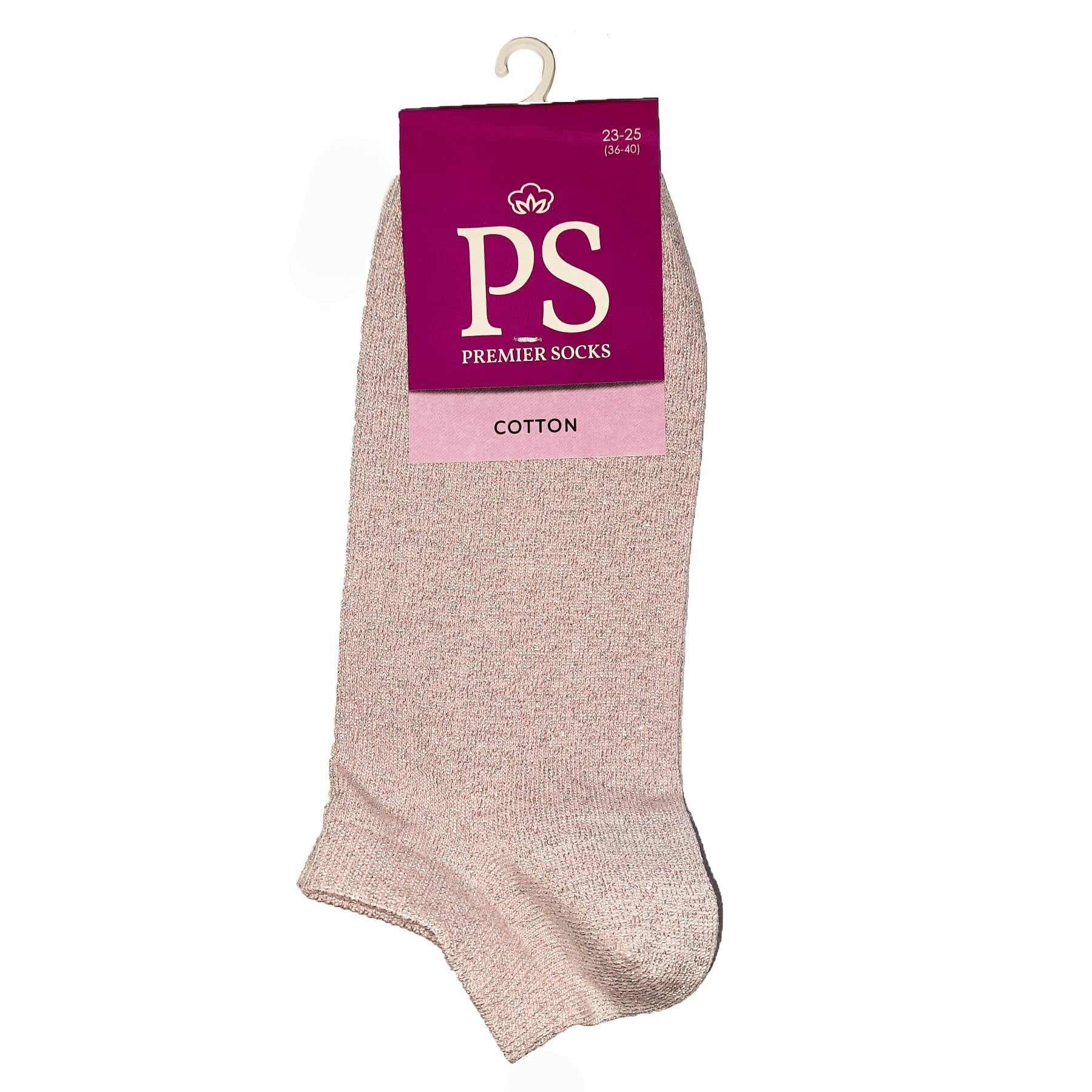 Женские носки Premier Socks короткие хлопок с люрексом 14B35/L1 розовый р.23-25