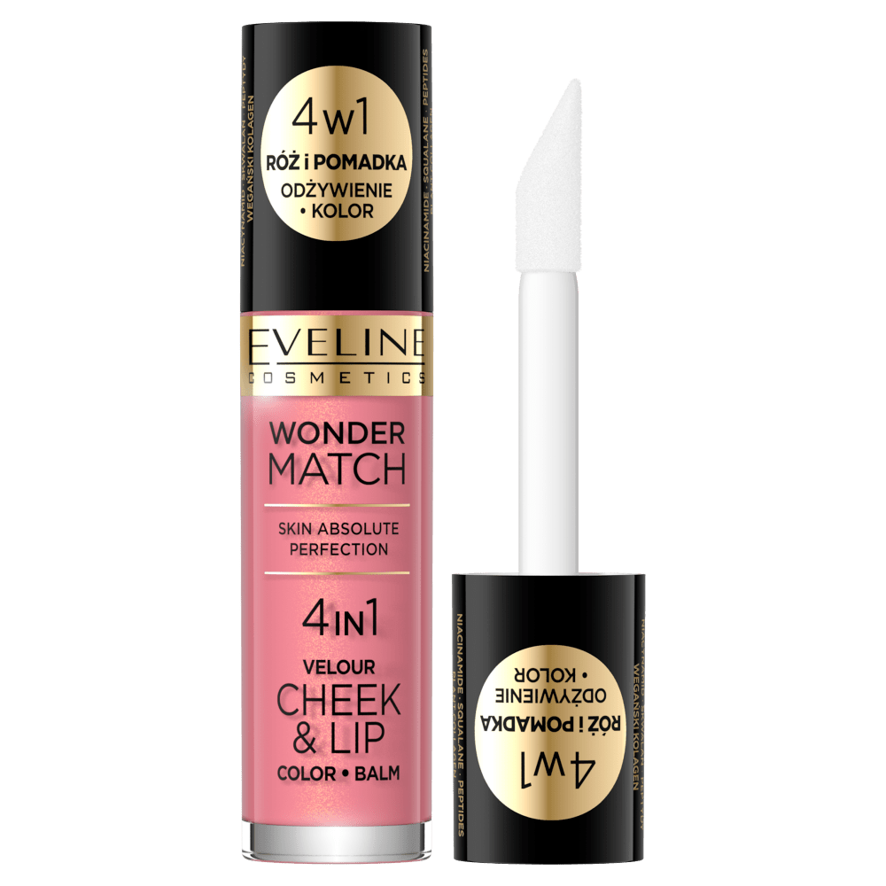 Рідка помада-рум'яна WONDER MATCH 4в1 Velour Cheek&Lip Color&Balm 03 з ніацинамідом, склаваном, пептидами та веганським колагеном 4,5 мл