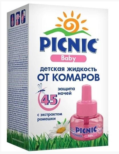 Жидкость от комаров Picnic Baby 45 ночей, экстрактом ромашки 30 мл