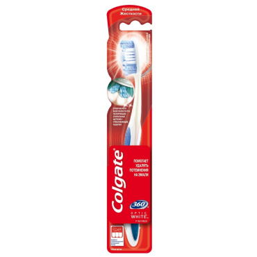 Зубна щітка Colgate 360 ° Optic White відбілююча середньої жорсткості 1 шт фото 1