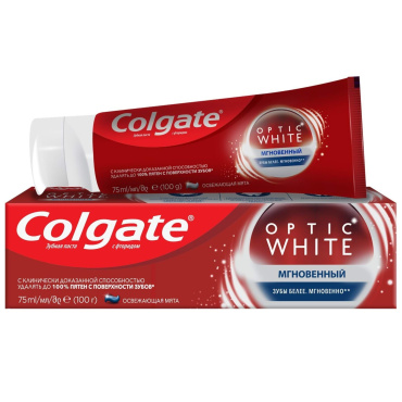 Зубная паста Colgate Optic White отбеливающая Мгновенное отбеливание 75 мл фото 1