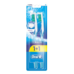 Зубна щітка Oral-B 3D White Відбілювання середня, 1 шт + 1 шт безкоштовно