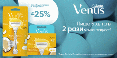Знижки до -25% на засоби для гоління Venus!