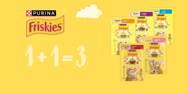 1+1=3 на выбранные позиции корма для кошек Friskies