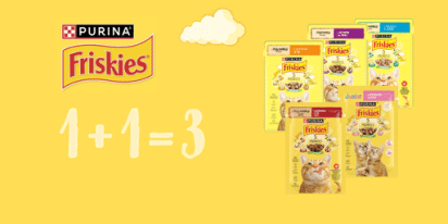 1+1=3 на выбранные позиции корма для кошек Friskies